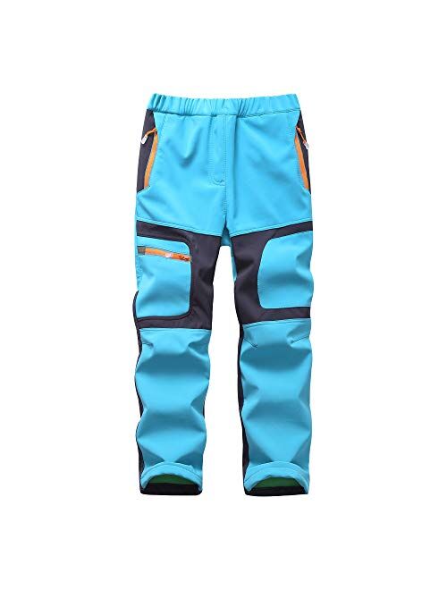 LANBAOSI Kids Boys Girls Waterproof Outdoor Hiking Pants Warm Fleece Lined