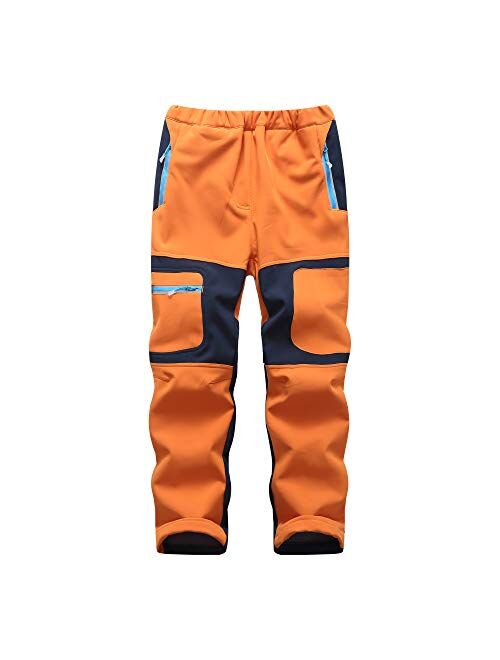 LANBAOSI Kids Boys Girls Waterproof Outdoor Hiking Pants Warm Fleece Lined