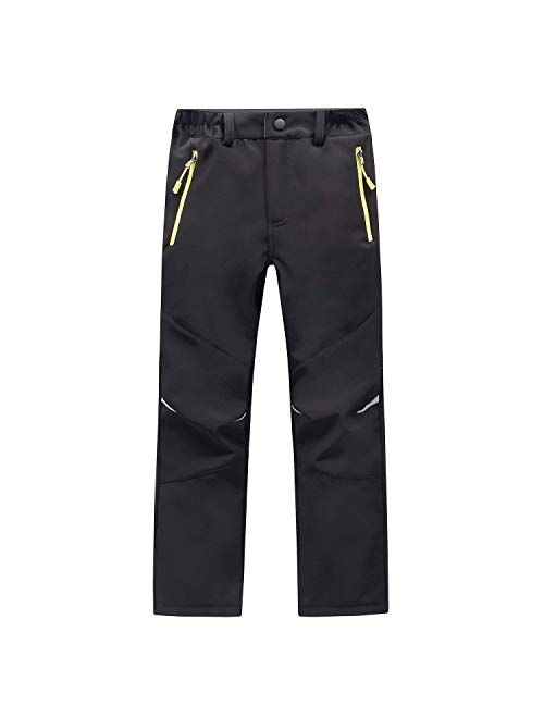 LANBAOSI Kids Boys Girls Waterproof Outdoor Hiking Pants Warm Fleece Lined