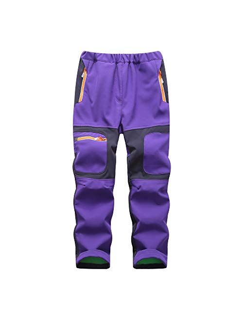 LANBAOSI Kids Boys Girls Waterproof Outdoor Hiking Pants Warm Fleece Lined