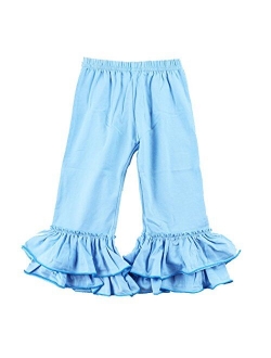 Wennikids Big Girls Ruffle Soft Cotton Flare Pants 6-12T