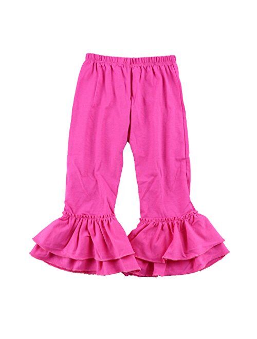 Wennikids Big Girls Ruffle Soft Cotton Flare Pants 6-12T