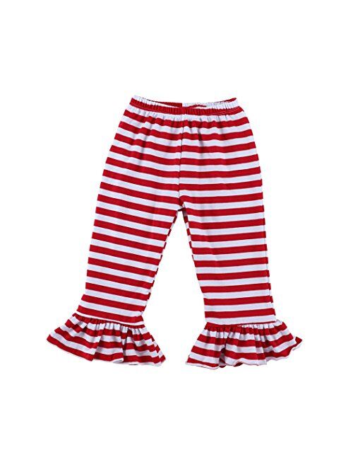 Wennikids Big Girls Ruffle Soft Cotton Flare Pants 6-12T