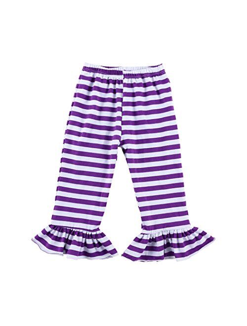 Wennikids Big Girls Ruffle Soft Cotton Flare Pants 6-12T