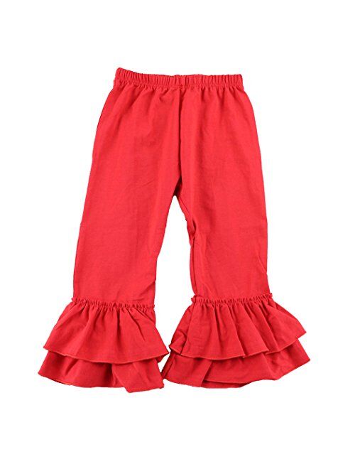 Wennikids Big Girls Ruffle Soft Cotton Flare Pants 6-12T