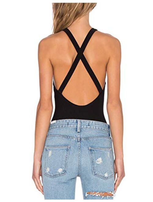 May&Maya Women's Back Crisscross Straps Bodysuit