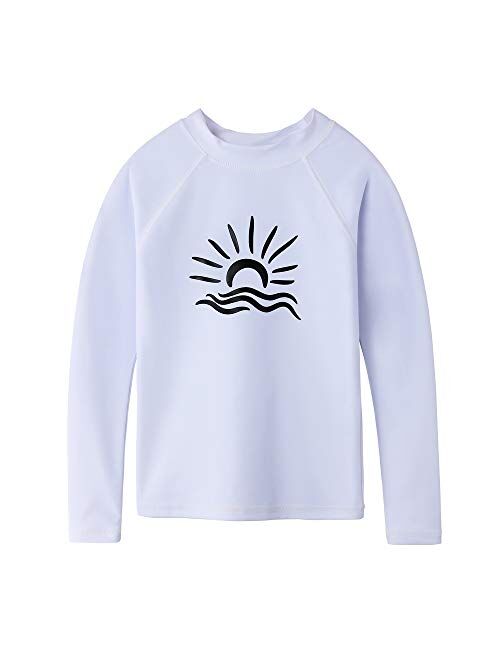 TFJH E Girls & Boys Long Sleeve Rashgurad Swimsuit UPF 50+ Kids Swimwear Sunsuits