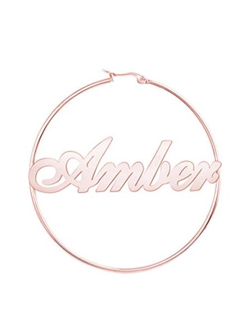 VAttract Custom Personalized Name Hoop Earrings as a Gift for Women Girls 2.5 Inch