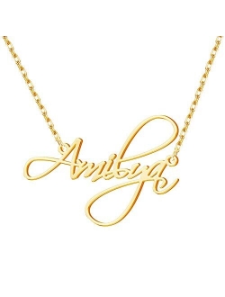 Custom Name Necklace Personalized,Name Plate Necklace 18K Gold Jewelry Gift for Women