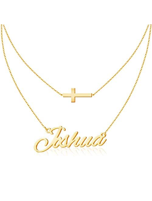 Custom Name Necklace Personalized,Name Plate Necklace 18K Gold Jewelry Gift for Women