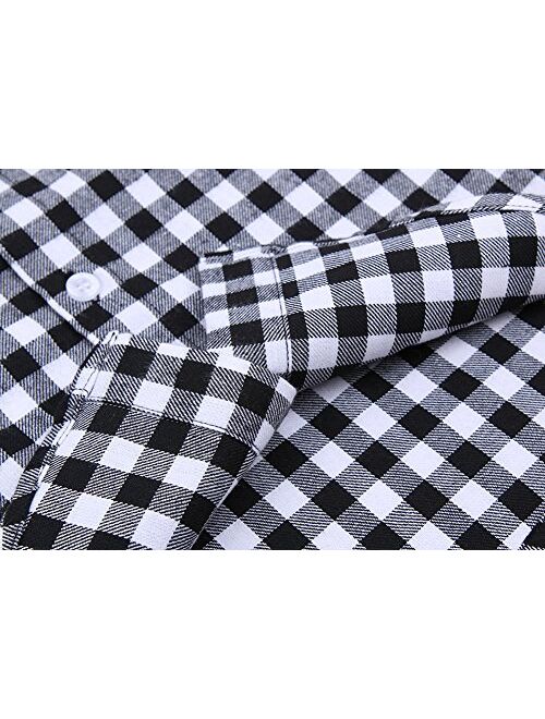 Tortor 1Bacha Little Boys' Long Sleeve Button Down Plaid Flannel Shirt (Gingham Black, 5-6 Years)