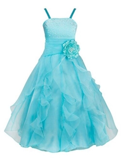 iEFiEL Ladys Girl Rhinestone Organza Flower Dress Pageant Holiday Prom Gown