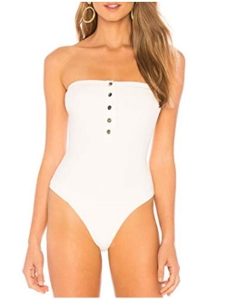 May&Maya Women's Strapless Plunge Neck Bodysuit