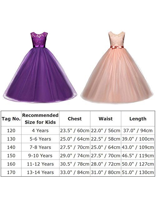 Yaphyee Flower Girl Kid Princess Long Pageant Formal Wedding Bridesmaid Party Maxi Dress