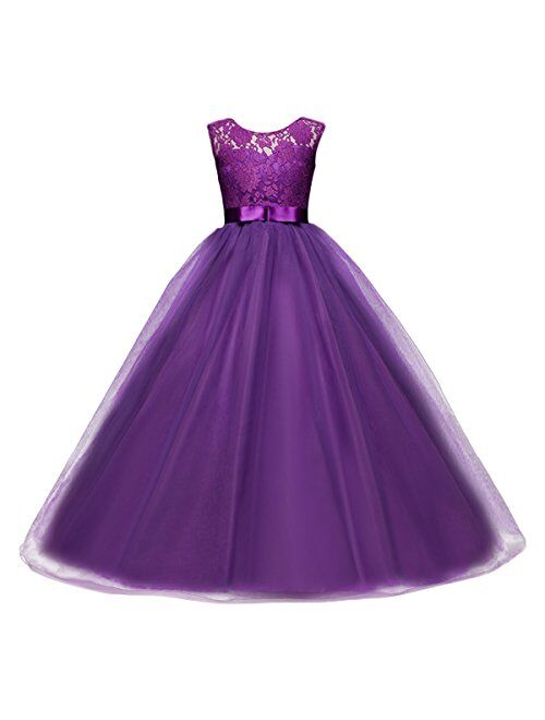 Yaphyee Flower Girl Kid Princess Long Pageant Formal Wedding Bridesmaid Party Maxi Dress