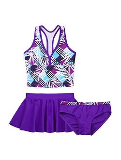 YiZYiF Kids Girls Tankini Bikini 3 Pieces Swimwear Swimming Bathing Suit