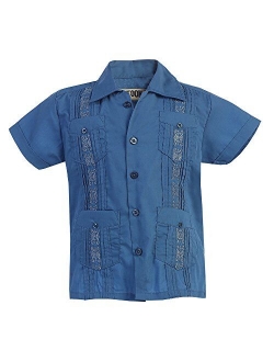 Platoon Kids Boys Guayabera Short Sleeve Cuban Shirt Wedding Beach - Toddlers & Juniors