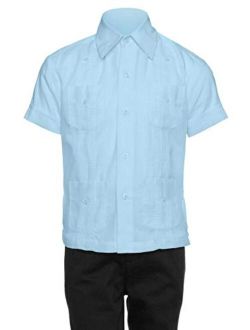 Gentlemens Collection Big Boy's Little Boys Long Sleeve/Short Sleeve Linen Look Guayabera Shirt