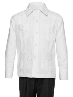 Gentlemens Collection Big Boy's Little Boys Long Sleeve/Short Sleeve Linen Look Guayabera Shirt