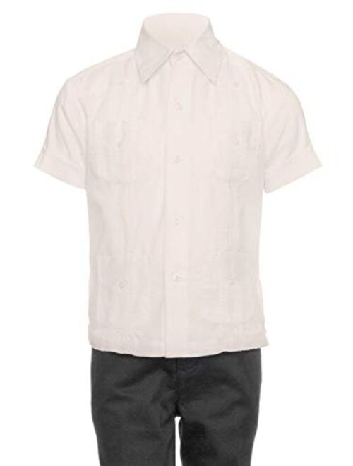 Gentlemens Collection Big Boy's Little Boys Long Sleeve/Short Sleeve Linen Look Guayabera Shirt