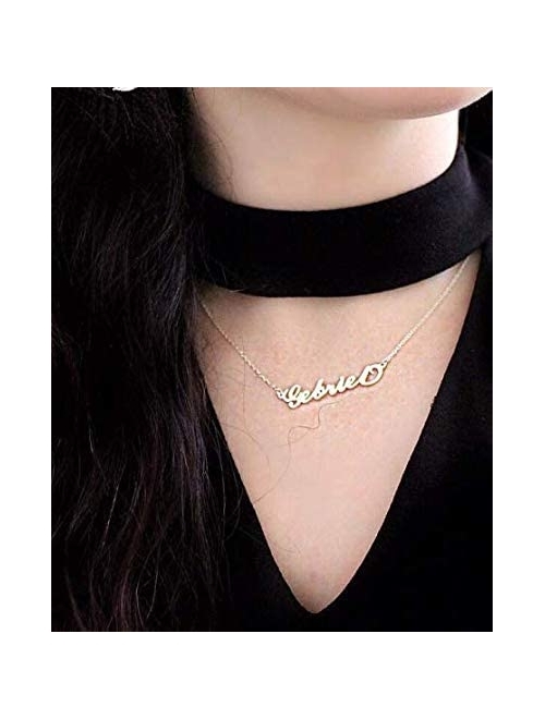 Jecivila Custom Name Necklace Personalized,Heart Pendant Layered Customized Nameplate Necklace for Women 14