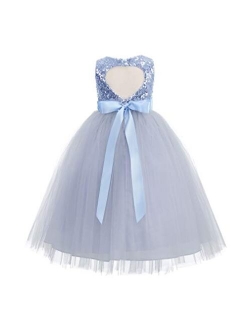 ekidsbridal Heart Cutout Sequin Junior Flower Girl Dress Christening Dresses 172seq