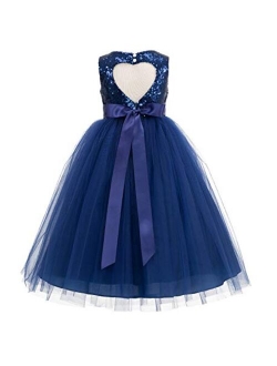 ekidsbridal Heart Cutout Sequin Junior Flower Girl Dress Christening Dresses 172seq