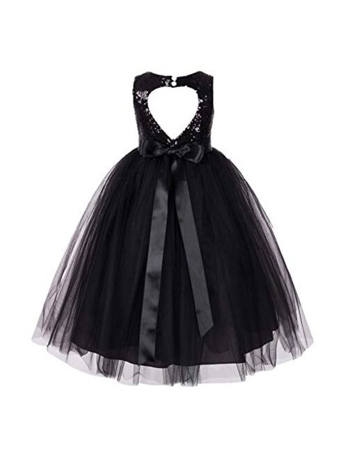 ekidsbridal Heart Cutout Sequin Junior Flower Girl Dress Christening Dresses 172seq