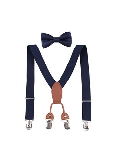 GUCHOL Boys Suspenders Bow Tie Set for Kids - Adjustable Elastic Classic Wedding Accessory Sets Age 1 to 6 Year