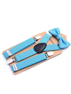 Child Kids Boys Suspenders Bowtie Set - Adjustable Suspender Set for Boys and Girls