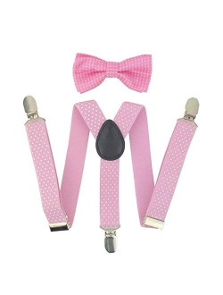 Child Kids Boys Suspenders Bowtie Set - Adjustable Suspender Set for Boys and Girls