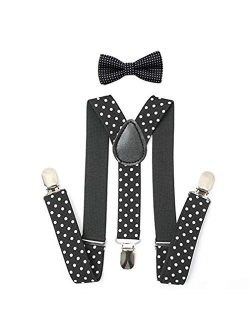 Child Kids Boys Suspenders Bowtie Set - Adjustable Suspender Set for Boys and Girls