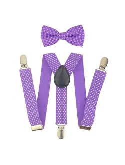 Child Kids Boys Suspenders Bowtie Set - Adjustable Suspender Set for Boys and Girls