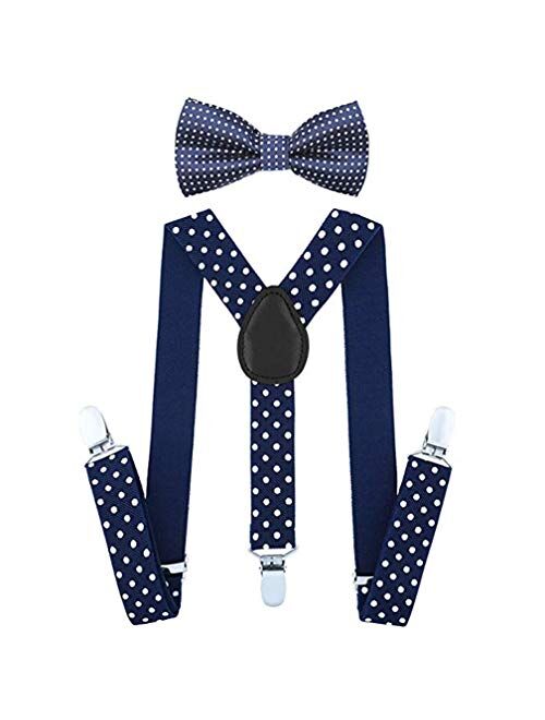 Child Kids Boys Suspenders Bowtie Set - Adjustable Suspender Set for Boys and Girls