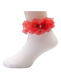 OLIVIA KOO Girl's Organza Multi Ruffle Top Anklet Socks (Infant to 11 Years)