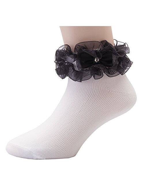 OLIVIA KOO Girl's Organza Multi Ruffle Top Anklet Socks (Infant to 11 Years)