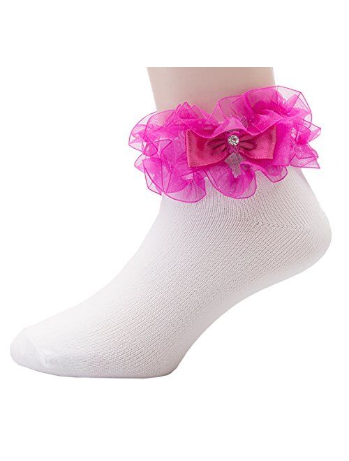 OLIVIA KOO Girl's Organza Multi Ruffle Top Anklet Socks (Infant to 11 Years)