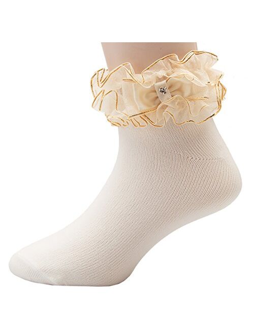 OLIVIA KOO Girl's Organza Multi Ruffle Top Anklet Socks (Infant to 11 Years)