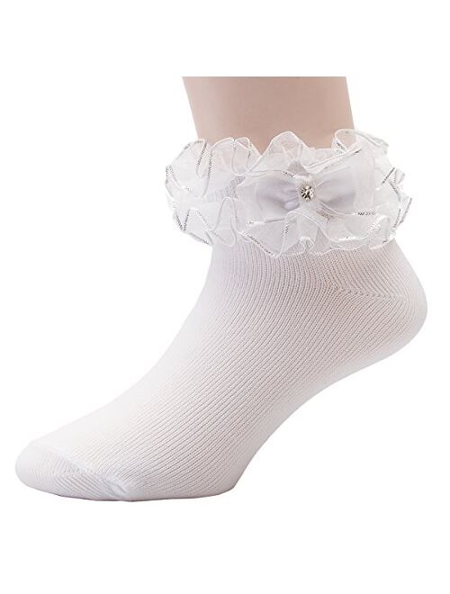 OLIVIA KOO Girl's Organza Multi Ruffle Top Anklet Socks (Infant to 11 Years)