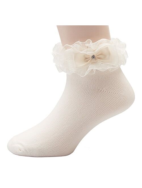 OLIVIA KOO Girl's Organza Multi Ruffle Top Anklet Socks (Infant to 11 Years)