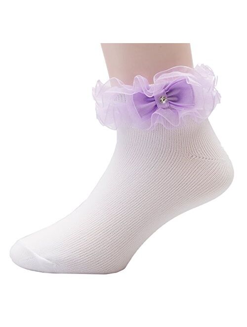 OLIVIA KOO Girl's Organza Multi Ruffle Top Anklet Socks (Infant to 11 Years)