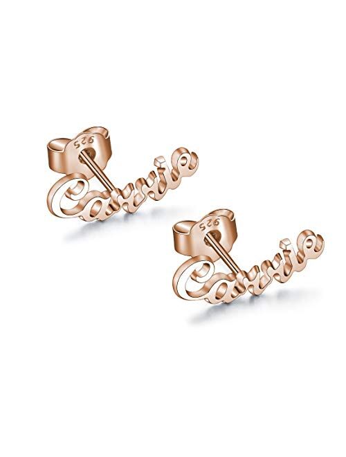 RESVIVI Sterling Silver Stud Personalized Name Earring Custom Made Any Name Earrings Customize Your Own Earring with Name