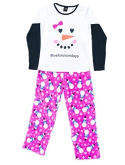 Just Love Two Piece Girls Screen Print Pajamas Set - Jersey Top - Fleece Bottom