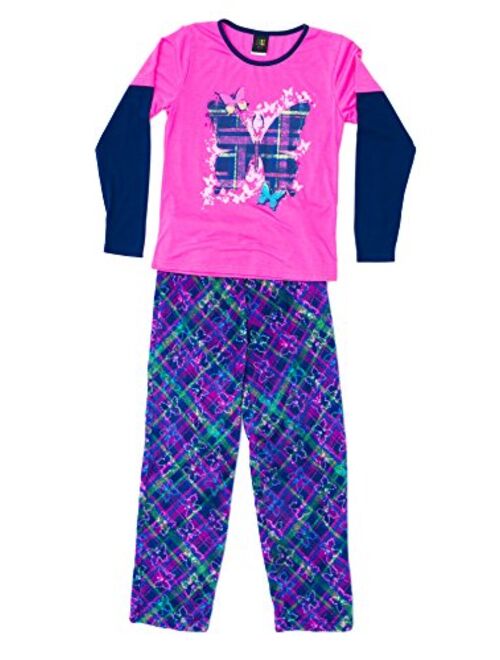 Just Love Two Piece Girls Screen Print Pajamas Set - Jersey Top - Fleece Bottom