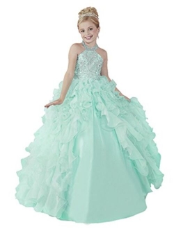 HuaMei Girls' Chiffon Halter Birthday Party Ball Gowns Kids Pageant Dresses