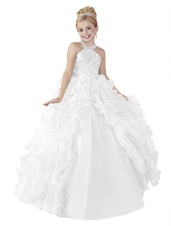 HuaMei Girls' Chiffon Halter Birthday Party Ball Gowns Kids Pageant Dresses