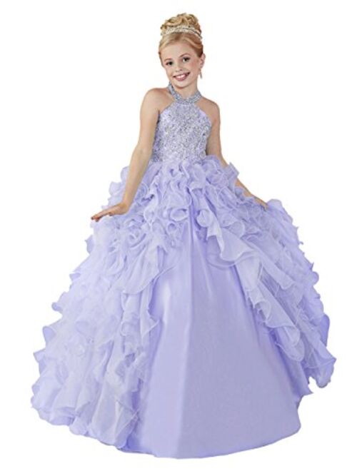 HuaMei Girls' Chiffon Halter Birthday Party Ball Gowns Kids Pageant Dresses