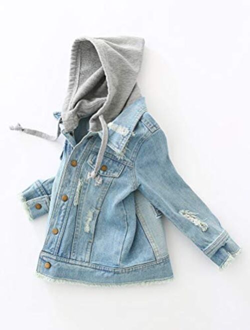 Abolai Baby Boys' Basic Denim Jacket Hoodie Button Down Jeans Jacket Top