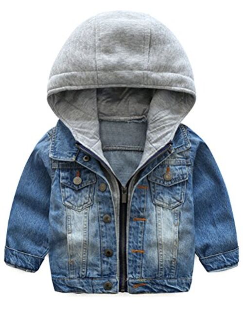 Abolai Baby Boys' Basic Denim Jacket Hoodie Button Down Jeans Jacket Top