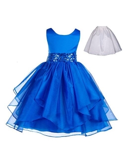 ekidsbridal Wedding Ruffles Organza Flower Girl Dress Sequin Toddler Pageant Free Petticoat 012s